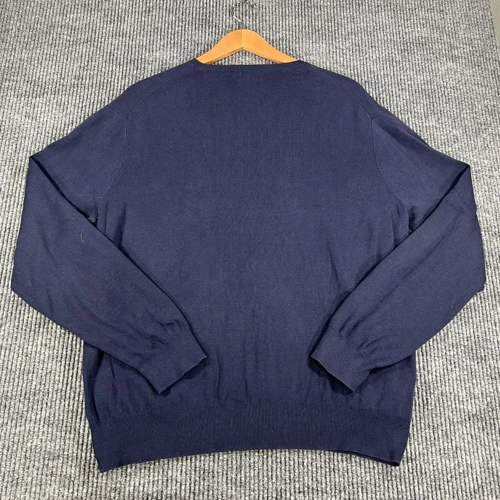 Polo Ralph Lauren Sweater Mens XL Extra Large Blue Long Sleeve V Neck Knit